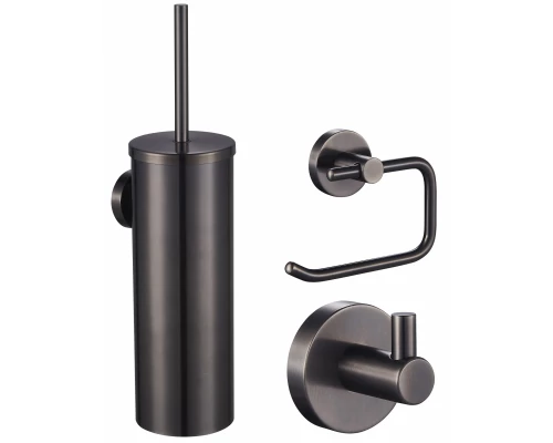 Набор аксессуаров из 3 предметов (крючок, держатель для бумаги, ершик) WONZON & WOGHAND, Темный графит (WW-8100-GM)