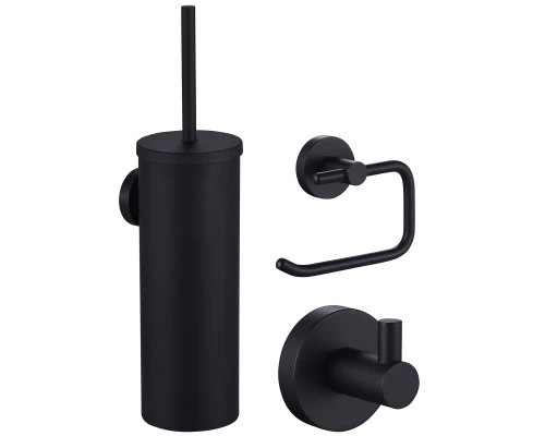 Набор аксессуаров из 3 предметов (крючок, держатель для бумаги, ершик) WONZON & WOGHAND, Черный (WW-8100-BL)