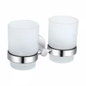 Два стакана для зубных щеток с держателем WONZON & WOGHAND EASY, Хром (WW-8128) Два стакана для зубных щеток с держателем WONZON & WOGHAND EASY, Хром (WW-8128)