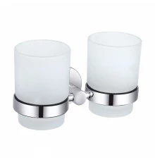 Два стакана для зубных щеток с держателем WONZON & WOGHAND EASY, Хром (WW-8128)