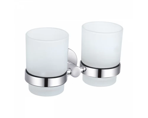 Два стакана для зубных щеток с держателем WONZON & WOGHAND EASY, Хром (WW-8128)