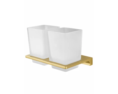 Два стакана для зубных щеток с держателем WONZON & WOGHAND ECLIPSE, Глянцевое золото (WW-9128-LG)