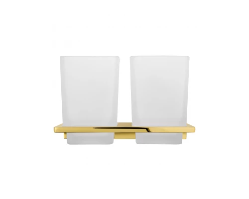 Два стакана для зубных щеток с держателем WONZON & WOGHAND ECLIPSE, Глянцевое золото (WW-9128-LG)