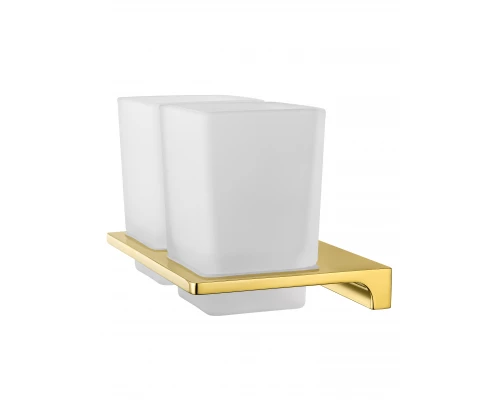 Два стакана для зубных щеток с держателем WONZON & WOGHAND ECLIPSE, Глянцевое золото (WW-9128-LG)