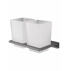 Два стакана для зубных щеток с держателем WONZON & WOGHAND ECLIPSE, Темный графит (WW-9128-GM)