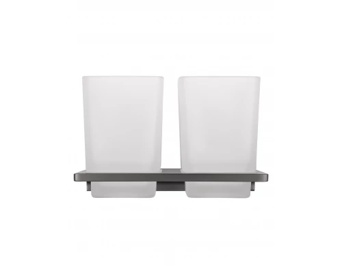 Два стакана для зубных щеток с держателем WONZON & WOGHAND ECLIPSE, Темный графит (WW-9128-GM)