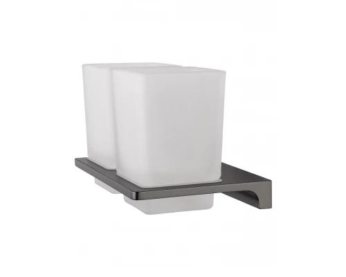 Два стакана для зубных щеток с держателем WONZON & WOGHAND ECLIPSE, Темный графит (WW-9128-GM)