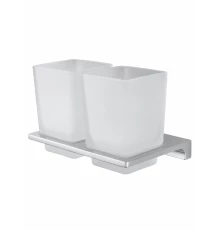 Два стакана для зубных щеток с держателем WONZON & WOGHAND ECLIPSE, Хром (WW-9128)