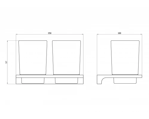 Два стакана для зубных щеток с держателем WONZON & WOGHAND ECLIPSE, Хром (WW-9128)