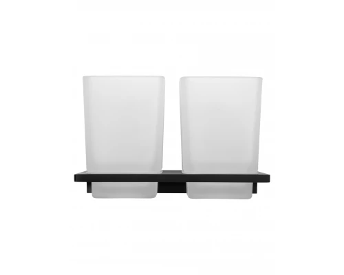 Два стакана для зубных щеток с держателем WONZON & WOGHAND ECLIPSE, Черный (WW-9128-BL)