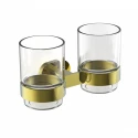 Два стакана для зубных щеток с держателем WONZON & WOGHAND FIRST, Глянцевое золото (WW-8428-LG)