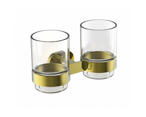 Два стакана для зубных щеток с держателем WONZON & WOGHAND FIRST, Глянцевое золото (WW-8428-LG)