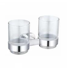 Два стакана для зубных щеток с держателем WONZON & WOGHAND FIRST, Хром (WW-8428)
