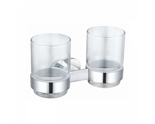 Два стакана для зубных щеток с держателем WONZON & WOGHAND FIRST, Хром (WW-8428)