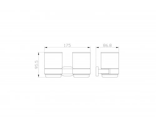 Два стакана для зубных щеток с держателем WONZON & WOGHAND FIRST, Хром (WW-8428)