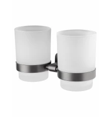 Два стакана для зубных щеток с держателем WONZON & WOGHAND GRAFFITY, Темный графит (WW-9328-GM)