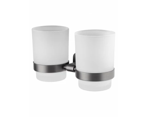 Два стакана для зубных щеток с держателем WONZON & WOGHAND GRAFFITY, Темный графит (WW-9328-GM)