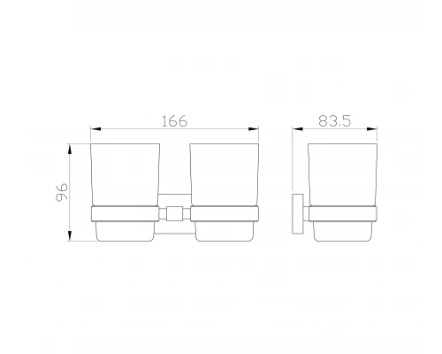 Два стакана для зубных щеток с держателем WONZON & WOGHAND GRAFFITY, Темный графит (WW-9328-GM)