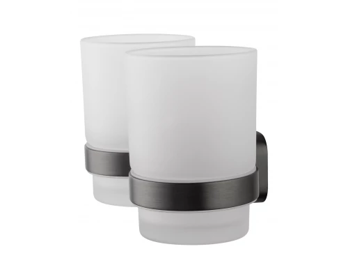 Два стакана для зубных щеток с держателем WONZON & WOGHAND GRAFFITY, Темный графит (WW-9328-GM)