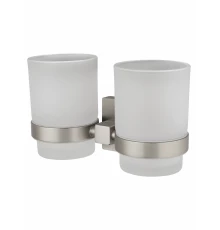 Два стакана для зубных щеток с держателем WONZON & WOGHAND POLO, Брашированный никель (WW-8928-BN)