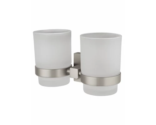 Два стакана для зубных щеток с держателем WONZON & WOGHAND POLO, Брашированный никель (WW-8928-BN)