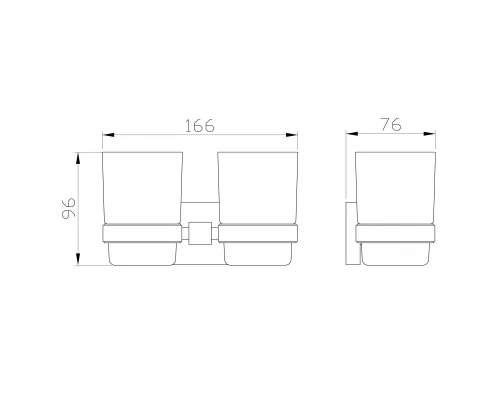 Два стакана для зубных щеток с держателем WONZON & WOGHAND POLO, Брашированный никель (WW-8928-BN)