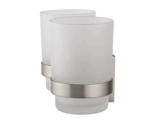 Два стакана для зубных щеток с держателем WONZON & WOGHAND POLO, Брашированный никель (WW-8928-BN)