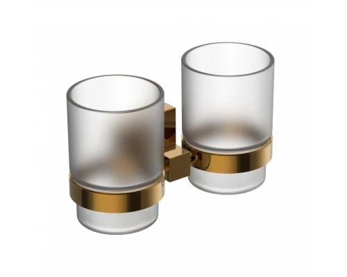 Два стакана для зубных щеток с держателем WONZON & WOGHAND POLO, Темное золото (WW-8928-DG)