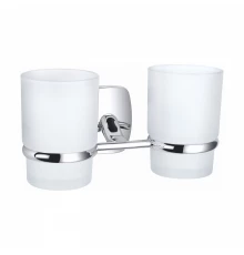 Два стакана для зубных щеток с держателем WONZON & WOGHAND PORTO, Хром (WW-1801)