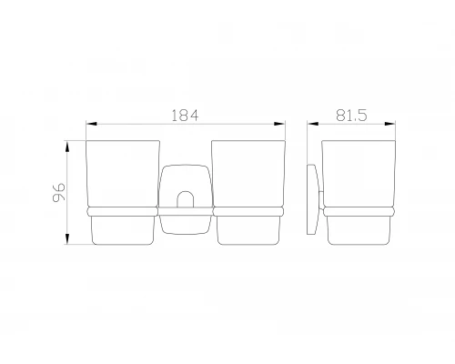 Два стакана для зубных щеток с держателем WONZON & WOGHAND PORTO, Хром (WW-1801)