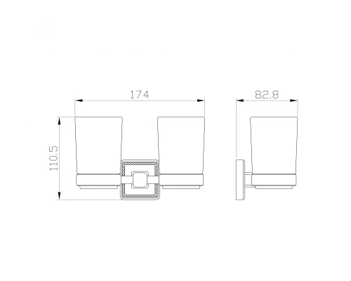 Два стакана для зубных щеток с держателем WONZON & WOGHAND ROMA, Бронза (WW-7228)