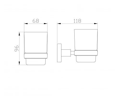 Стакан для зубных щеток с держателем WONZON & WOGHAND EASY, Хром (WW-8121)