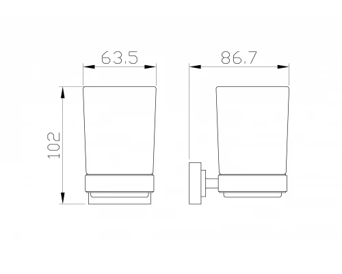 Стакан для зубных щеток с держателем WONZON & WOGHAND FLAT, Хром (WW-9721)