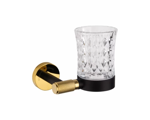 Стакан для зубных щеток с держателем WONZON & WOGHAND MAJESTIC, Черный/Золото (WW-9221)