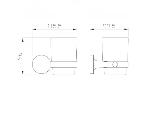 Стакан для зубных щеток с держателем WONZON & WOGHAND SIMPLE, Хром (WW-6521)