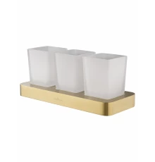 Три стакана для зубных щеток с держателем WONZON & WOGHAND LOTTE, Брашированное золото (WW-8338-BG)