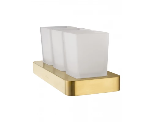 Три стакана для зубных щеток с держателем WONZON & WOGHAND LOTTE, Брашированное золото (WW-8338-BG)