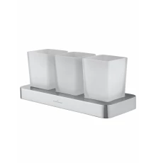 Три стакана для зубных щеток с держателем WONZON & WOGHAND LOTTE, Хром (WW-8338)