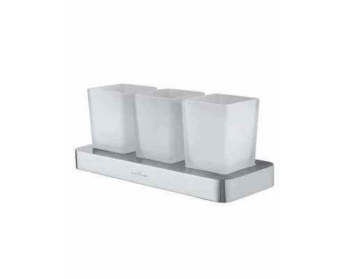 Три стакана для зубных щеток с держателем WONZON & WOGHAND LOTTE, Хром (WW-8338)