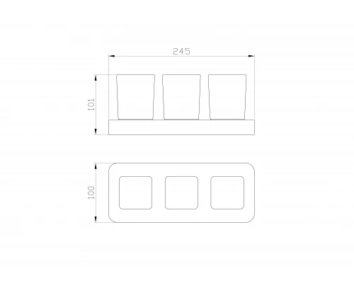 Три стакана для зубных щеток с держателем WONZON & WOGHAND LOTTE, Хром (WW-8338)