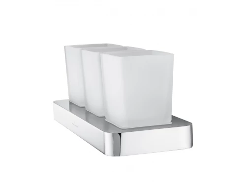 Три стакана для зубных щеток с держателем WONZON & WOGHAND LOTTE, Хром (WW-8338)