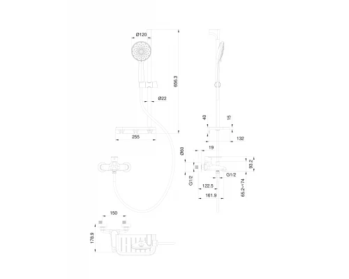 Смеситель для ванны с душевым гарнитуром WONZON & WOGHAND ALFA, Белый матовый (WW-AE3201-MW)