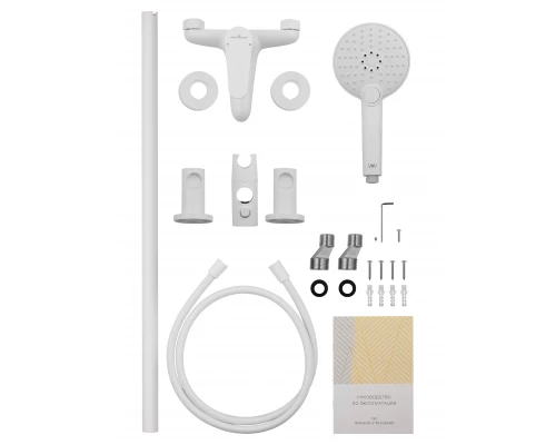 Смеситель для ванны с душевым гарнитуром WONZON & WOGHAND ALFA, Белый матовый (WW-AE3205-MW)