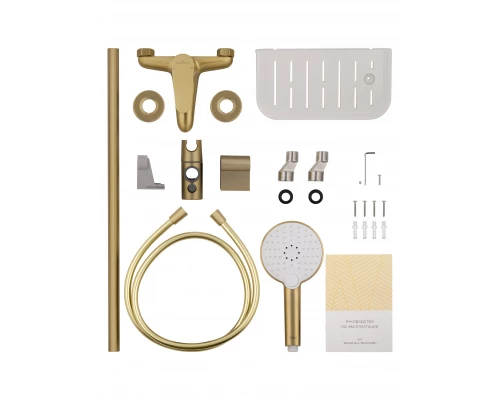 Смеситель для ванны с душевым гарнитуром WONZON & WOGHAND ALFA, Брашированное золото (WW-AE3201-BG)