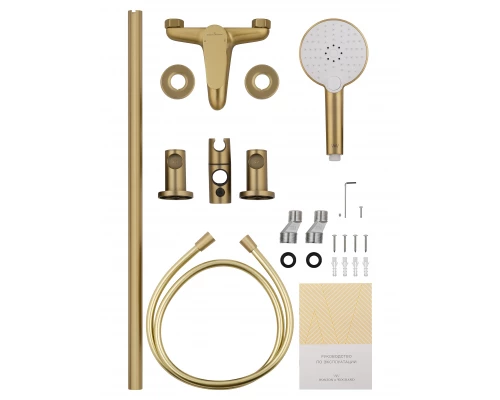 Смеситель для ванны с душевым гарнитуром WONZON & WOGHAND ALFA, Брашированное золото (WW-AE3205-BG)