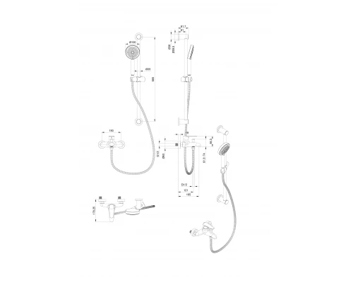 Смеситель для ванны с душевым гарнитуром WONZON & WOGHAND ALFA, Черный матовый (WW-AE3205-MB)