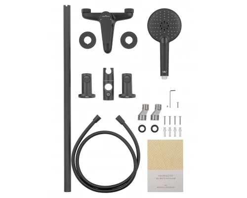 Смеситель для ванны с душевым гарнитуром WONZON & WOGHAND ALFA, Черный матовый (WW-AE3205-MB)