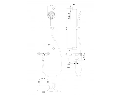 Смеситель для ванны с душевым гарнитуром WONZON & WOGHAND CLICK, Белый матовый (WW-FE05L222-MW)