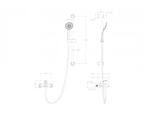 Смеситель для ванны с душевым гарнитуром WONZON & WOGHAND, Брашированное золото (WW-4560-BG)