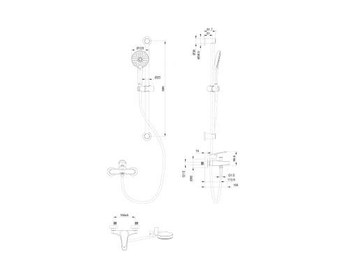 Смеситель для ванны с душевым гарнитуром WONZON & WOGHAND, Хром (WW-C2501-CR)